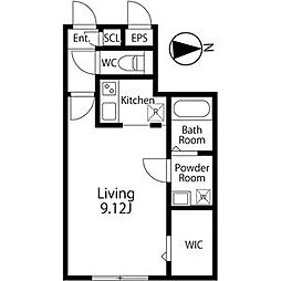 BRANCHE城西 1Kの間取図画像