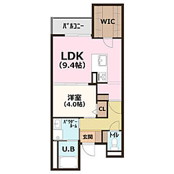 ぱ～くたうんルナ名古屋 1LDKの間取図画像