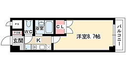 サンセイハイツ社台 1Kの間取図画像