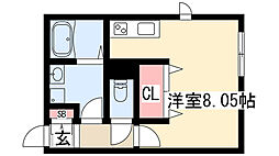 Lapule ワンルームの間取図画像