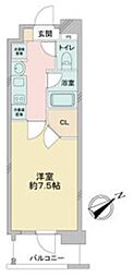 ベルファース川原通 1Kの間取図画像