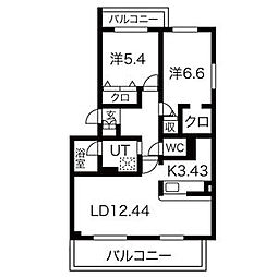 マーベラス 2LDKの間取図画像