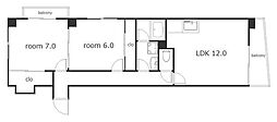 メイプル八田 2LDKの間取図画像