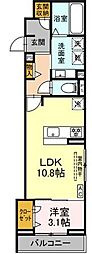 ルヴィータ剣町 1LDKの間取図画像