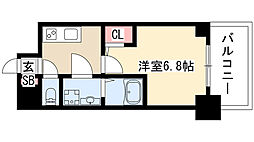 オーキッドレジデンス鶴舞 1Kの間取図画像