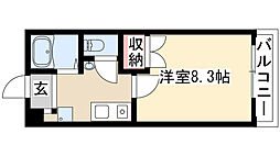 ヒルズ川名 1Kの間取図画像