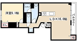 筒井ハイツ南館 1LDKの間取図画像