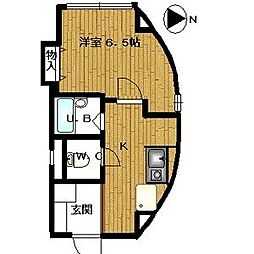 グランベール安田通 1Kの間取図画像