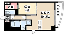 プレサンス栄ラグジュ 1LDKの間取図画像
