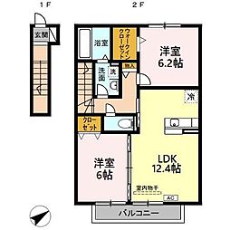 ハイツアムールA 2LDKの間取図画像