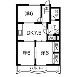 カーサ吹上 3DKの間取図画像