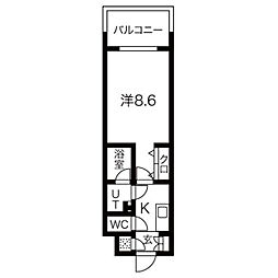 フローラル東別院 1Kの間取図画像