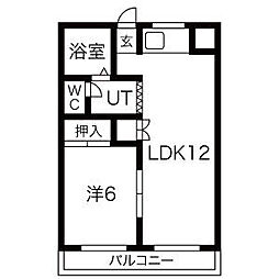 フラットイン 1LDKの間取図画像