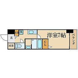 フローライト上前津 1Kの間取図画像