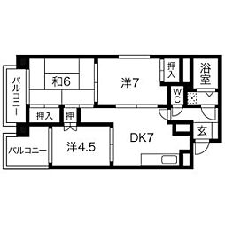 ゲストハウスレインボー伏見 3DKの間取図画像