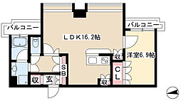 千種タワーヒルズ 1LDKの間取図画像