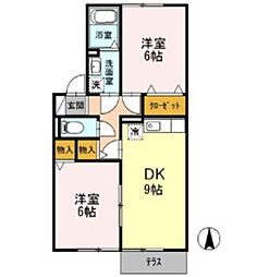 メゾンラフィーネ 2DKの間取図画像