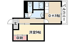 第2なかくにビル 1DKの間取図画像