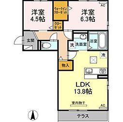 セレーノ古新 2LDKの間取図画像
