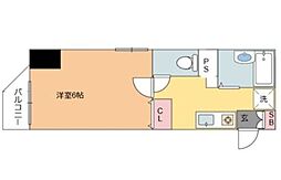 タウンコートパル 1Kの間取図画像