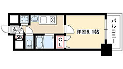 プレサンスサカエリバースタイル 1Kの間取図画像