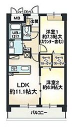 セラーノ平針 2LDKの間取図画像
