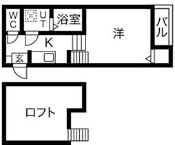アルメリア2 1Kの間取図画像