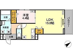 ルヴィータ川名 1LDKの間取図画像