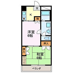 ヴィラグリーンボール 2Kの間取図画像