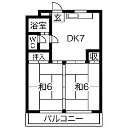 レジデンス成田 2DKの間取図画像