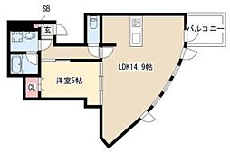 WESTIN上前津 1LDKの間取図画像