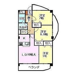 ファミーユ植田東 3LDKの間取図画像