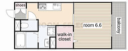 リオプラデーラ 1Kの間取図画像