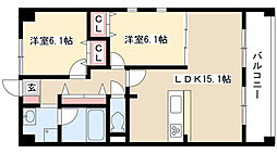 エスペランサ四軒家 2LDKの間取図画像