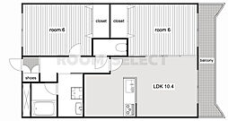 上高畑コーポ丸万 2LDKの間取図画像
