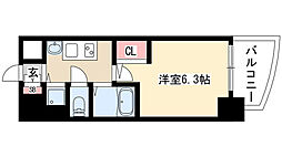 プレサンスサカエリバースタイル 1Kの間取図画像