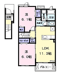リバーサイド・ミツ 2LDKの間取図画像