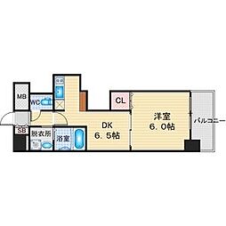 エステムプラザ名古屋駅前プライムタワー 1DKの間取図画像