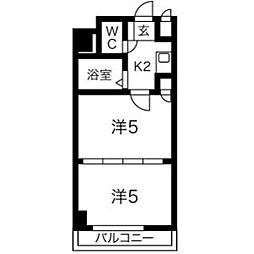 オアシス日向 2Kの間取図画像