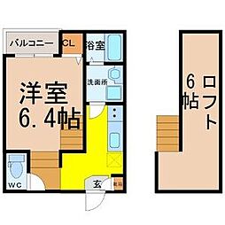 PremiumStageカミタカバタ 1Kの間取図画像