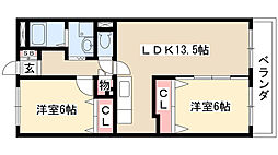 ポニーヒル長久手C棟 2LDKの間取図画像