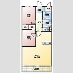 レジデンス光和-2 2LDKの間取図画像