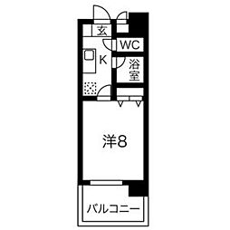 ベル池下 1Kの間取図画像