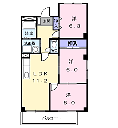 ファミールS2 3LDKの間取図画像