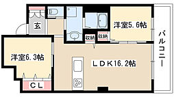 白壁リンクス 2LDKの間取図画像