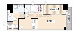 スリーアイランドタワー金山 1LDKの間取図画像