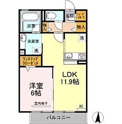 レクシオン横井 1LDKの間取図画像
