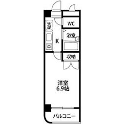シャンポール長久手 1Kの間取図画像