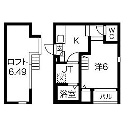 ハーモニーテラス8094 1Kの間取図画像