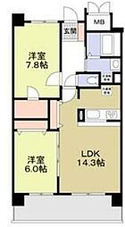 フィール清船 2LDKの間取図画像